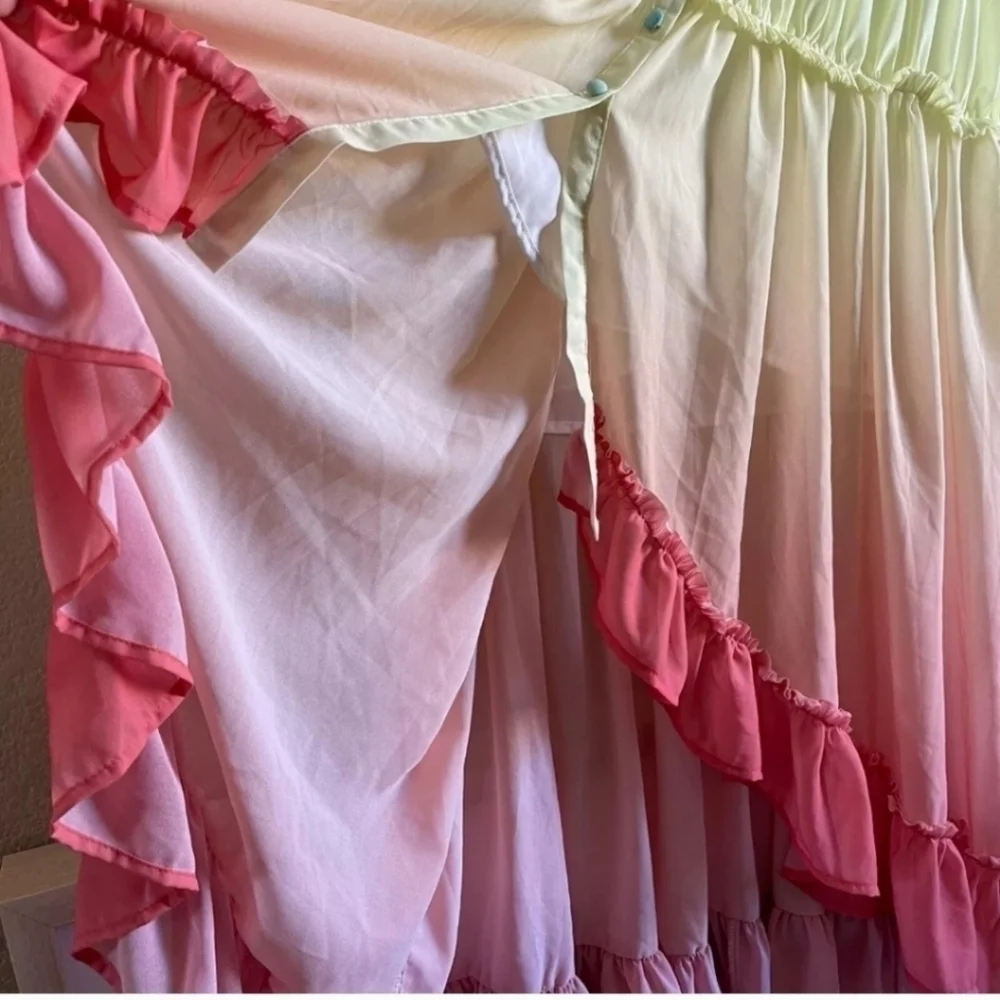 Women's Maxi Dress - Blue and Pink - Picture 8 of 10